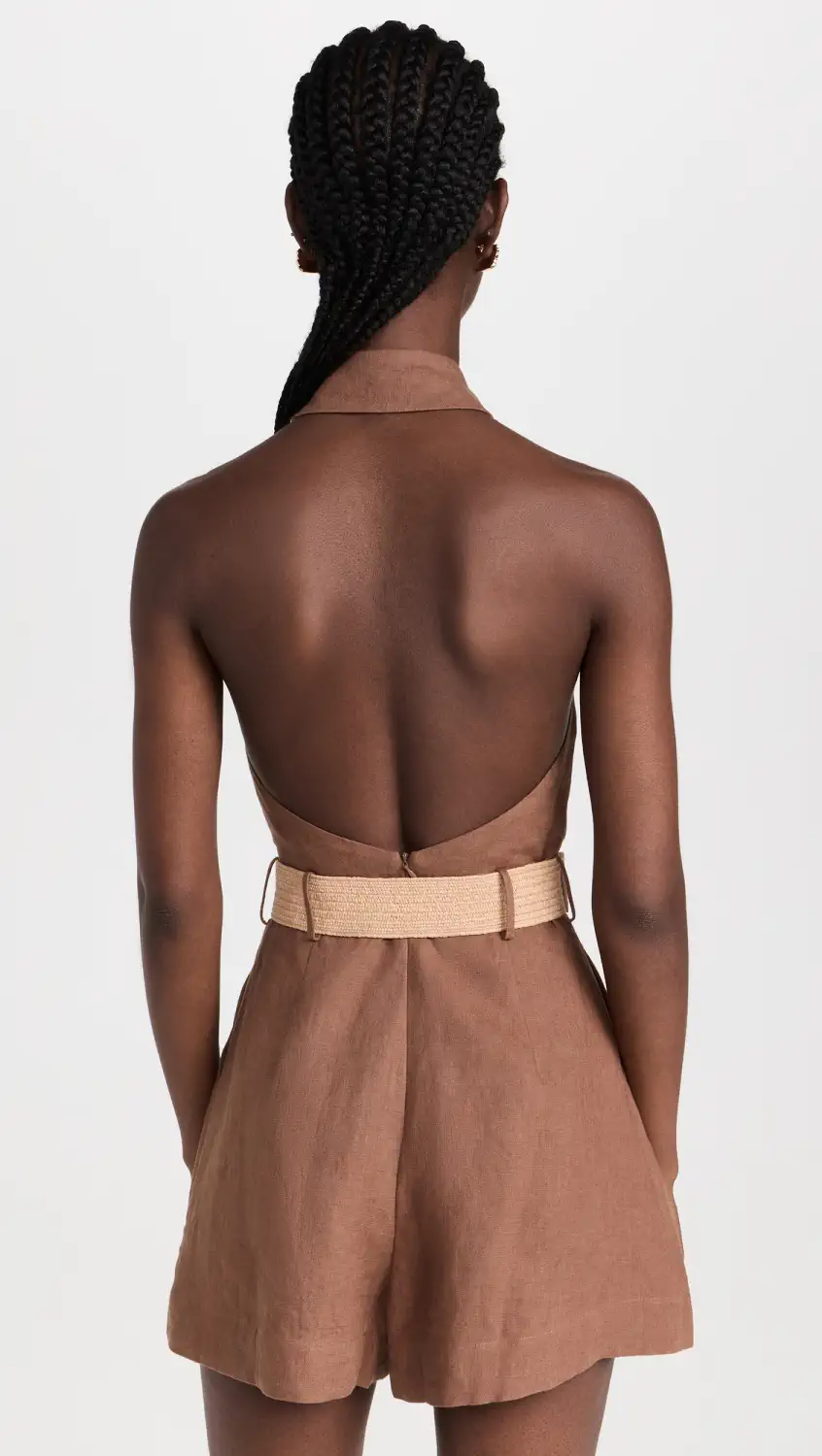 Asha Linen Romper Pecan (Final Sale) - Image 2