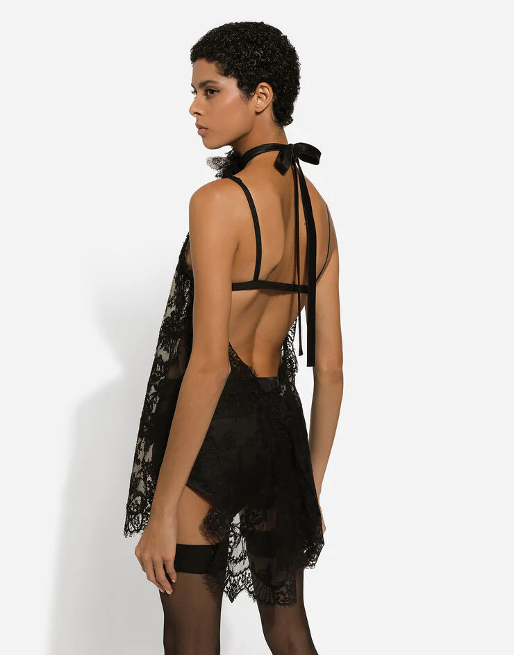 Asymmetrical Lace Top with Flower Detail on Neck - Image 5