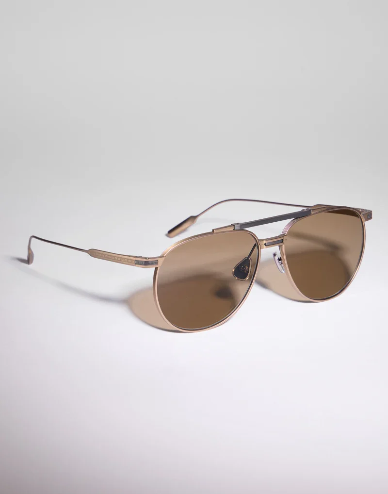 Aviator Titanium Sunglasses Antique Gold-Hazelnut - Image 2