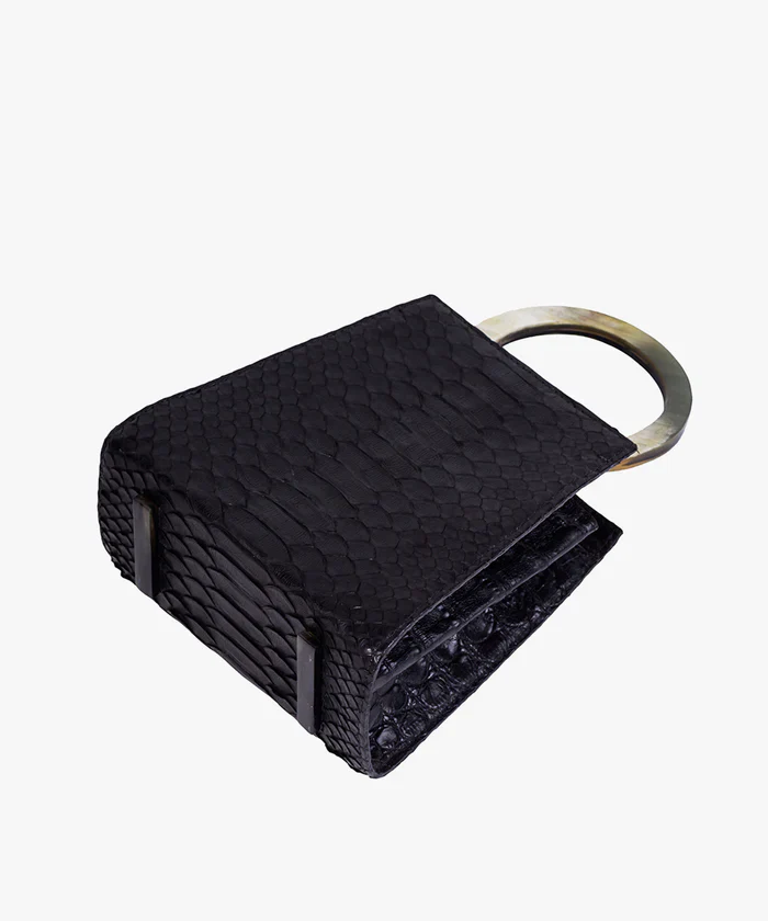 Azza Mini Goat Python Bag Black - Image 4