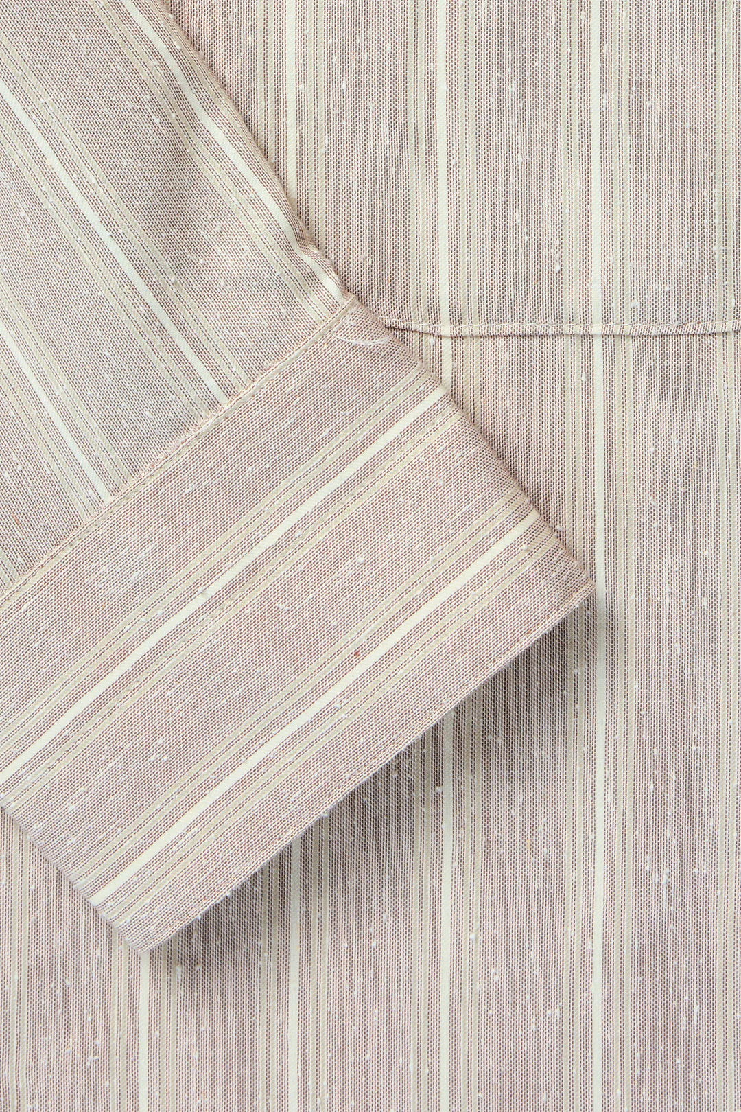 Band Collar Shirt - Cotton Silk Slub (Anise Multi Stripe) - Image 3