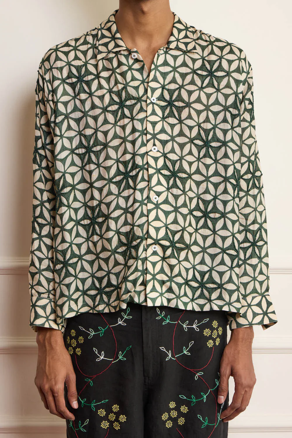 Beaded Block Print Shirt - Image 4