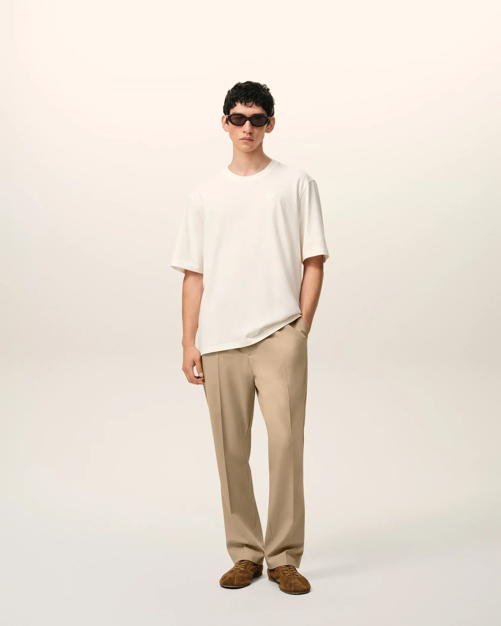 Beige Wool Elasticated Waist Trousers - Image 2
