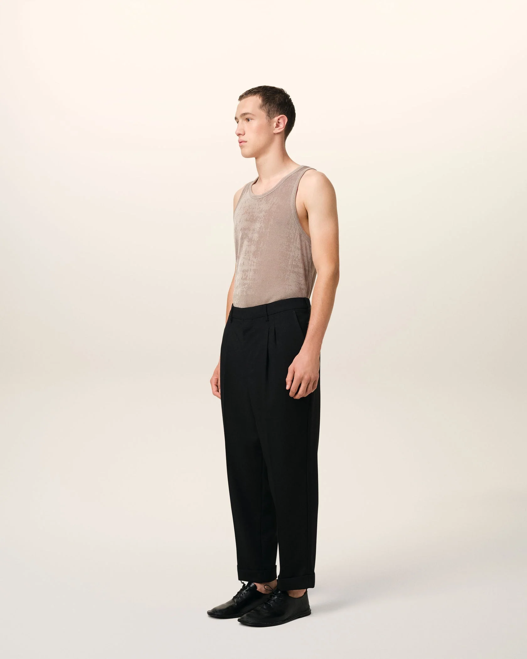 Black Wool Carrot Fit Trousers (Final Sale) - Image 4