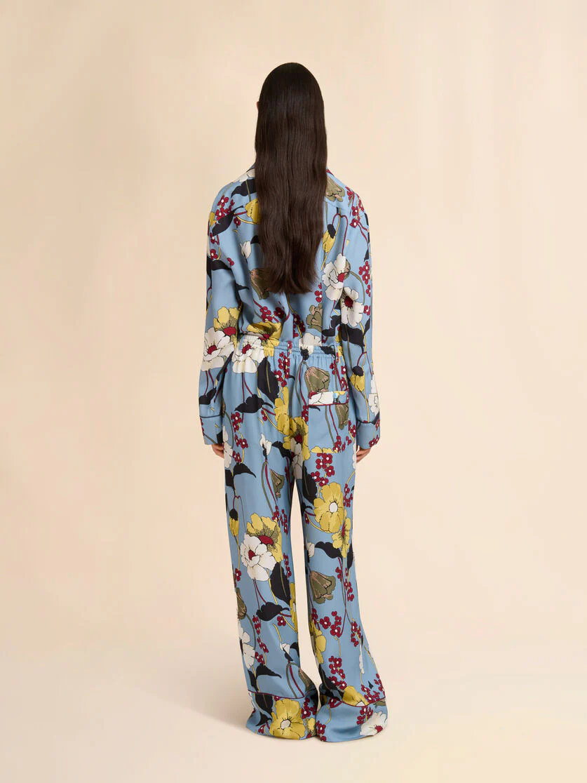 Blue Envers Satin Pants with Melodia Print - Image 4