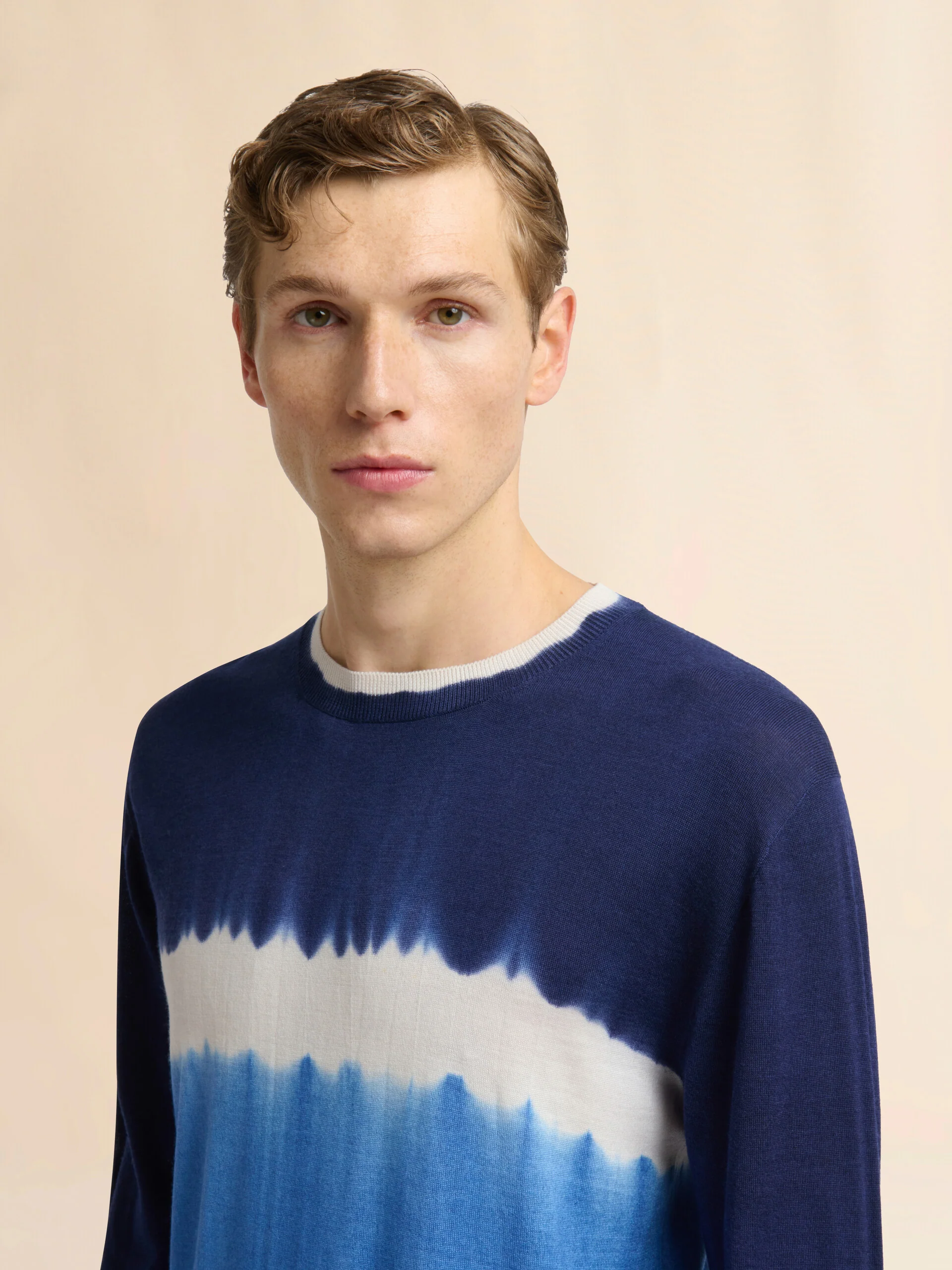 Blue Wool-Silk Jumper with Tie-Dye Effect - Image 3