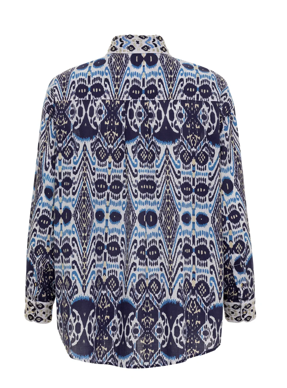 Boyfriend Shirt Ikat Blue (Final Sale)* - Image 2