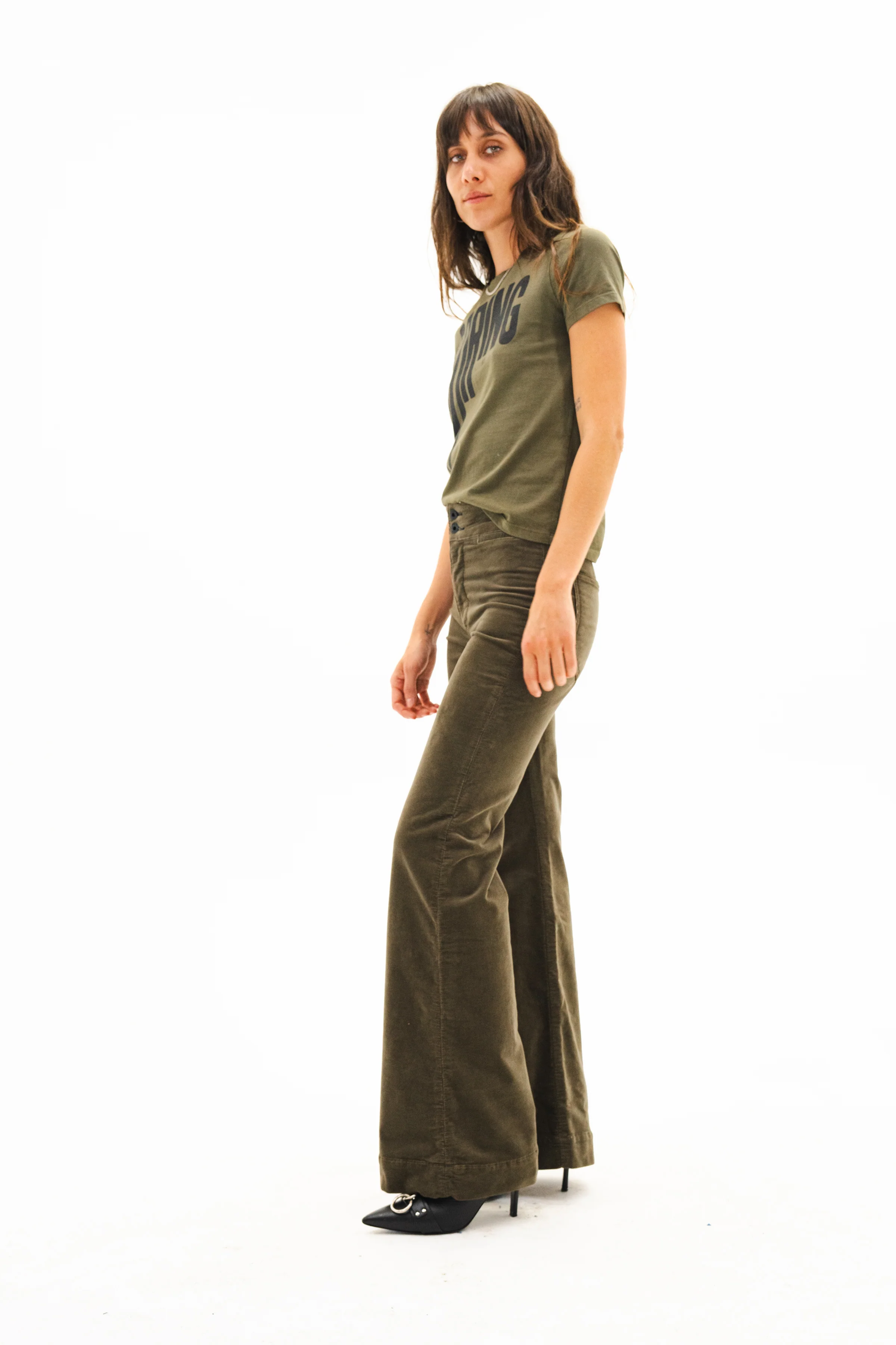 Brighton Wide Leg Cord Green Safari - Image 3