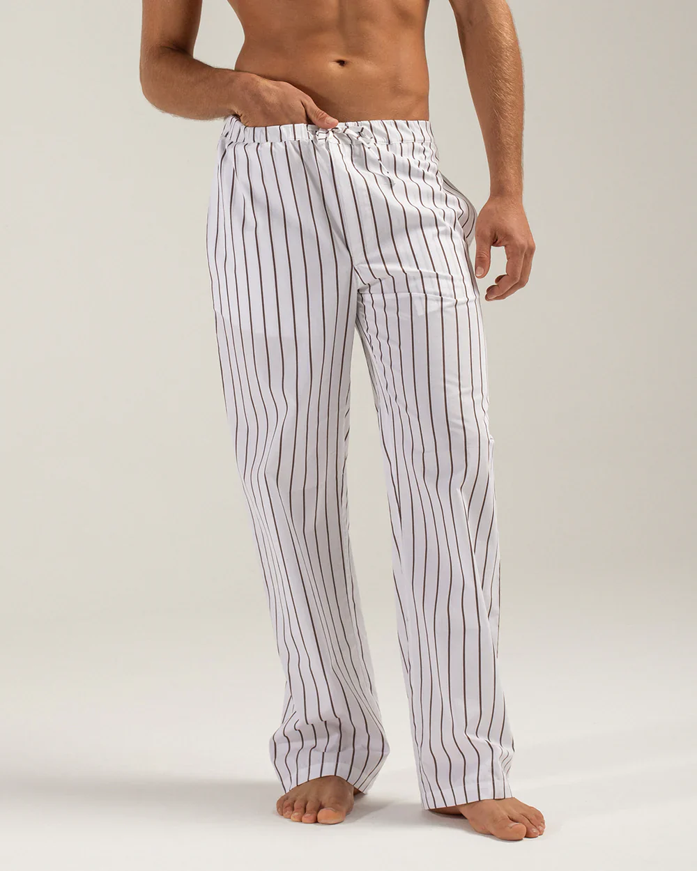 Brown Sun Stripes Cotton Trousers - Image 2