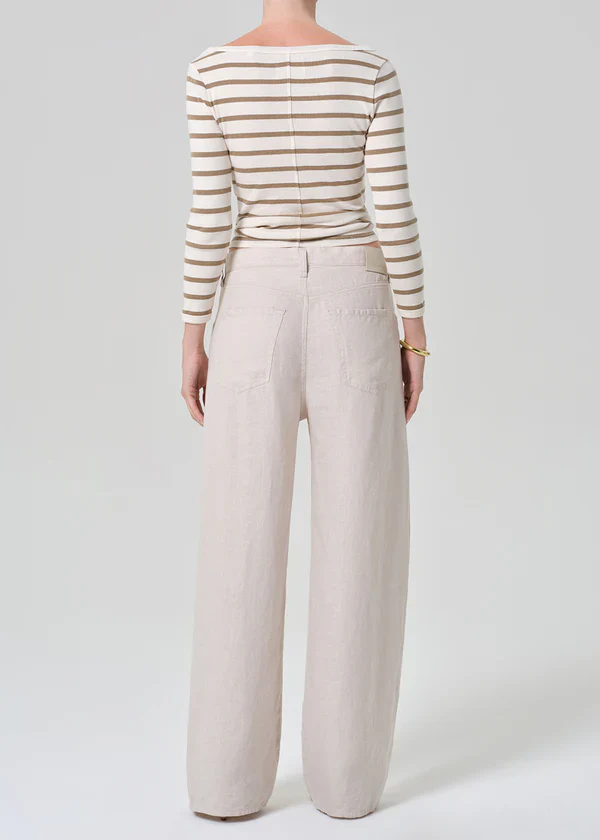 Brynn Drawstring Linen Trouser Pale Stone - Image 3