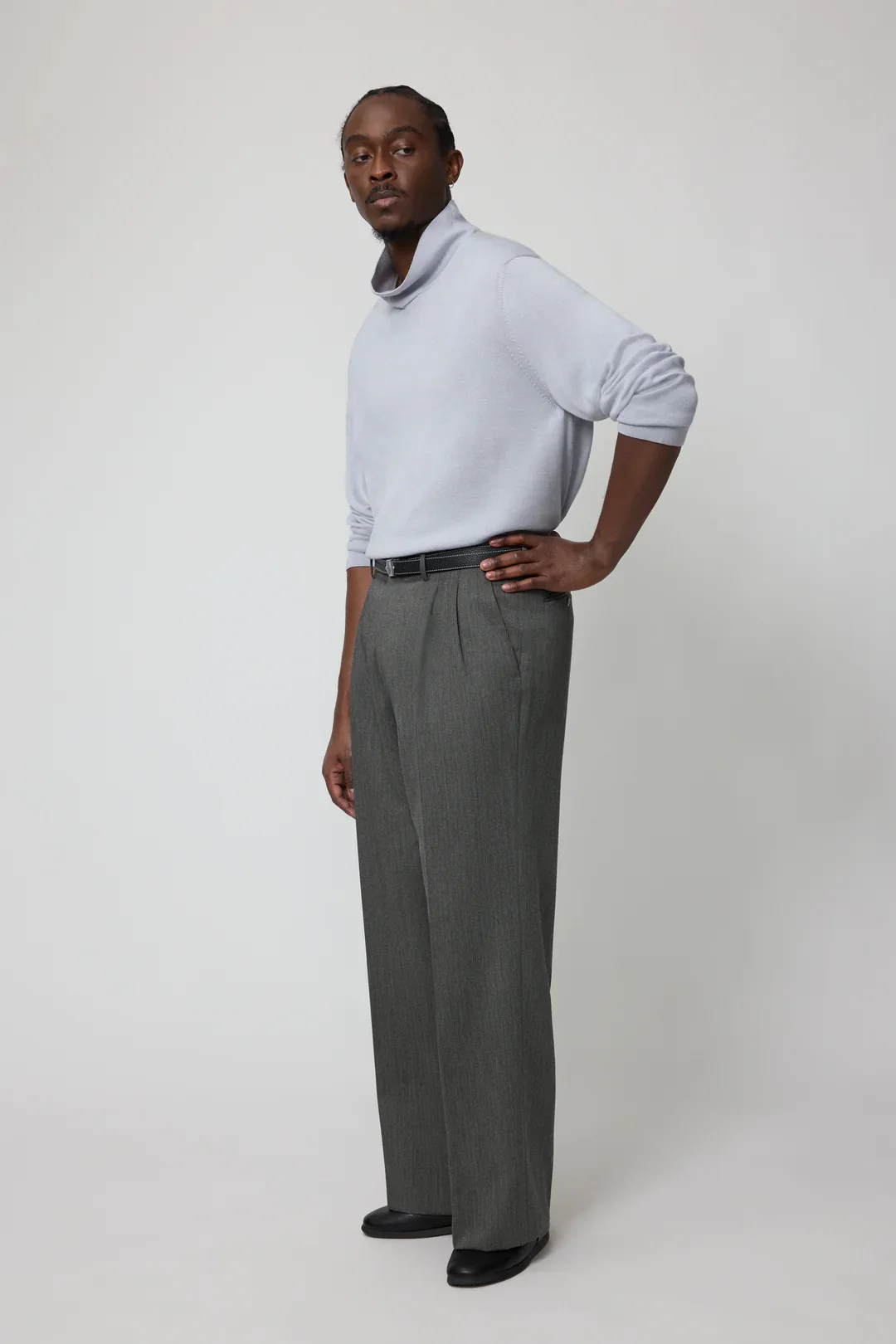 Mock Neck Sweater - Wool Silk (Pearl) - Image 3