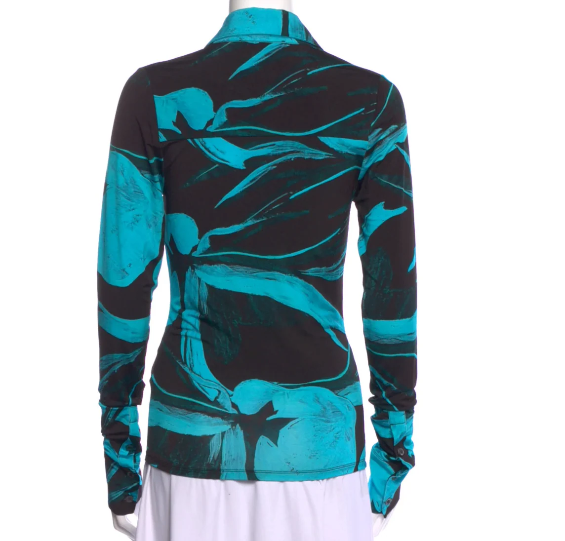 Button Up Shirt Turquoise Flower (Final Sale) - Image 2