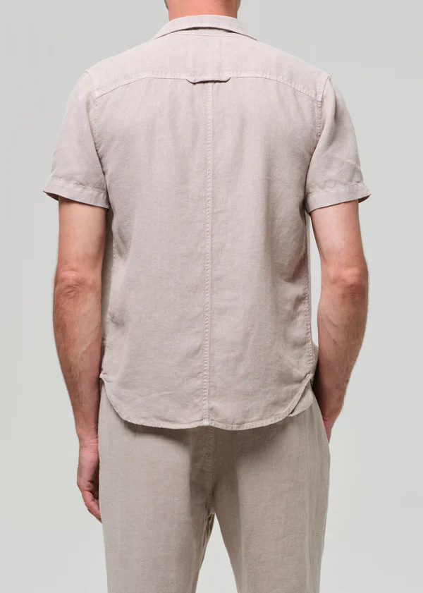 Cairo Short Sleeve Shirt in Linen Wheat - Image 4