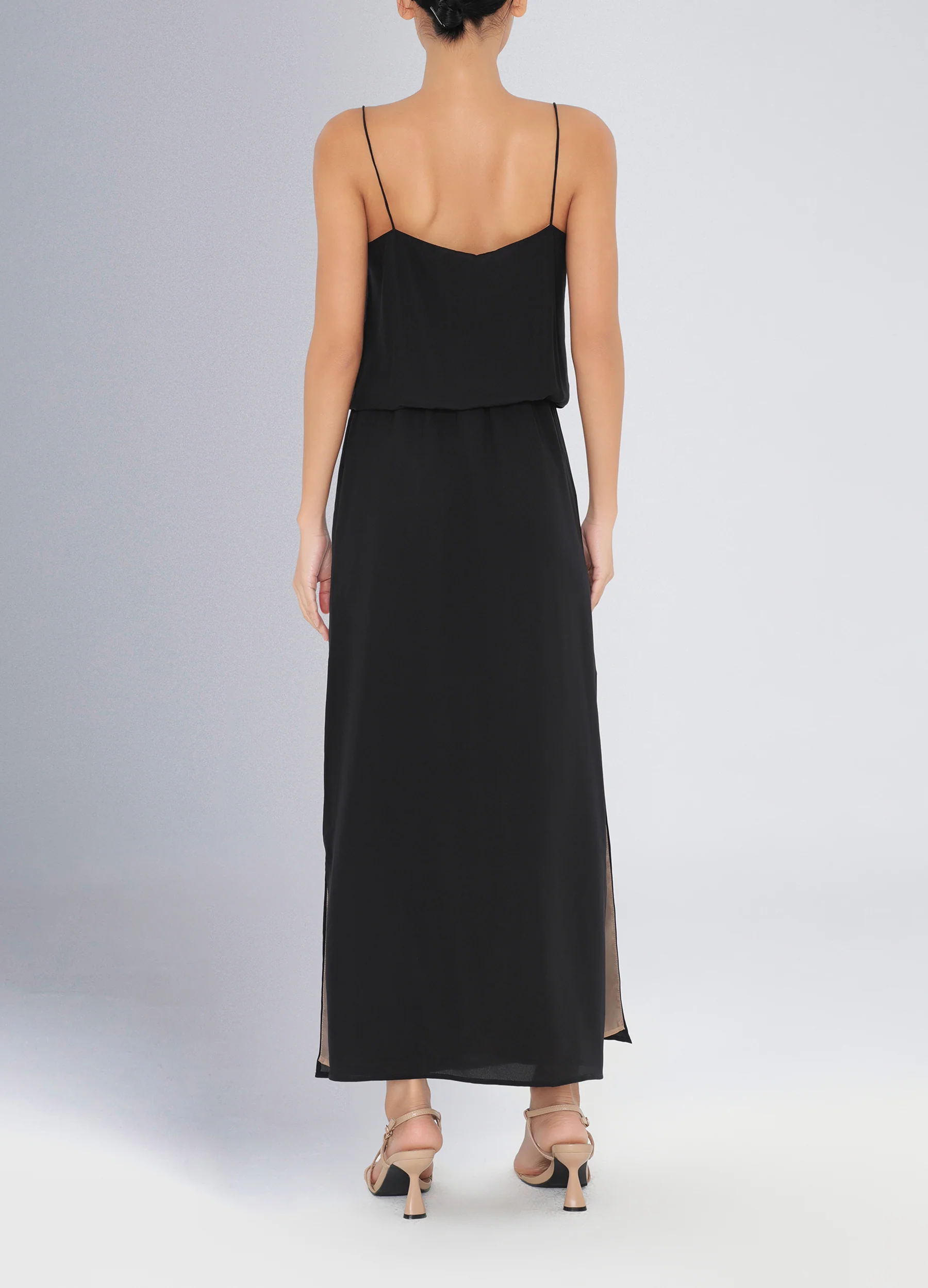 Camilla Dress in Black with Gold Lining - Image 2