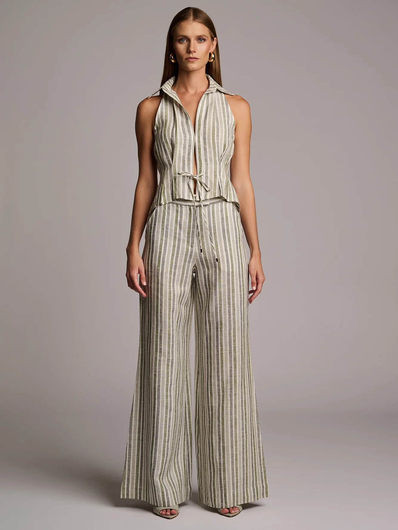 Capri Pant Sage Stripe - Image 2