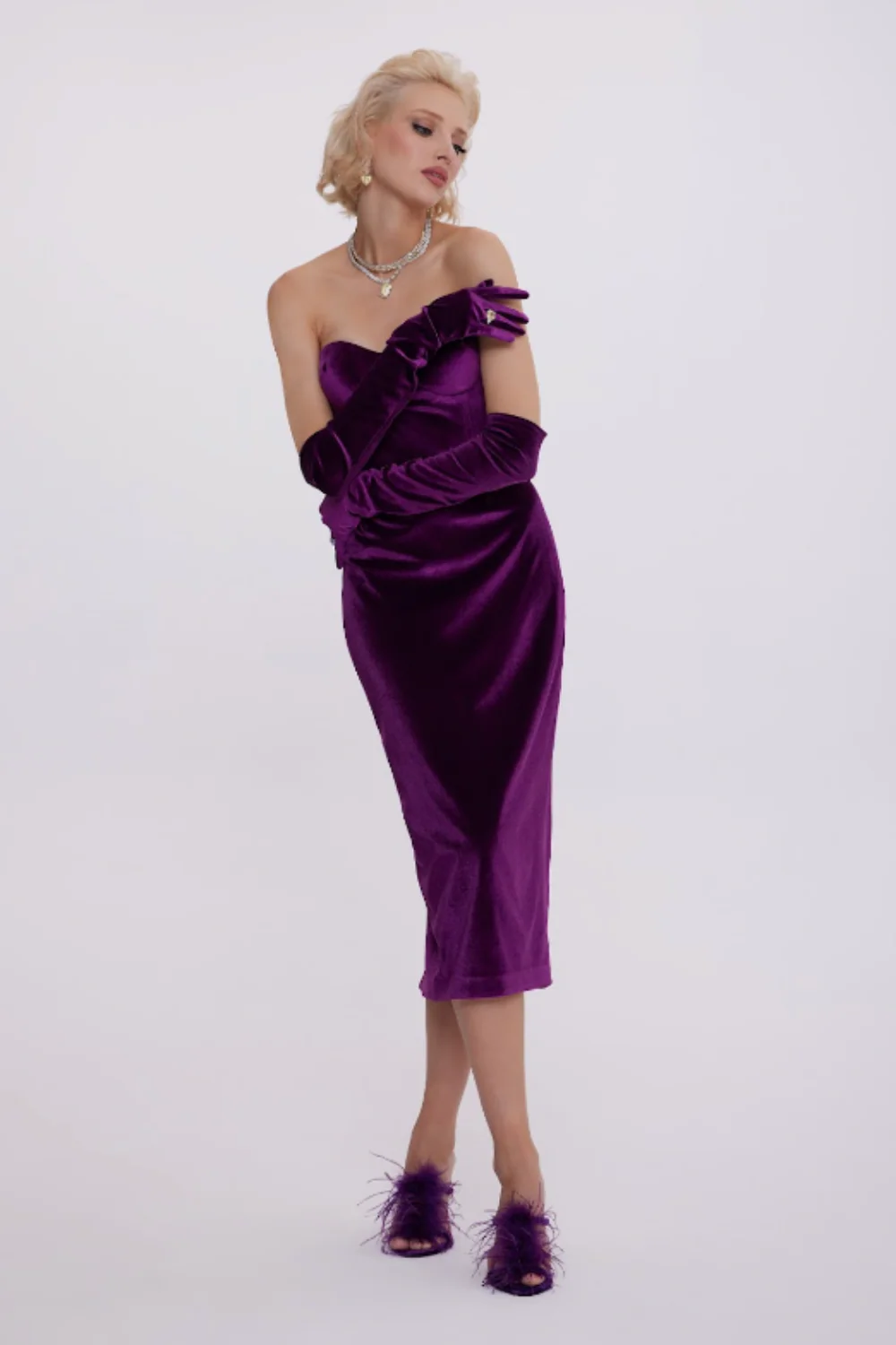Carmen Dress Velvet Purple - Image 2