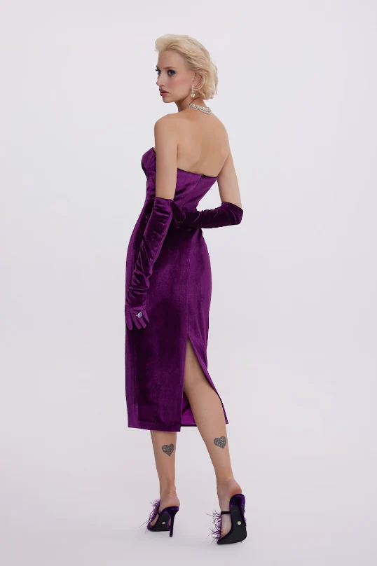 Carmen Dress Velvet Purple - Image 3
