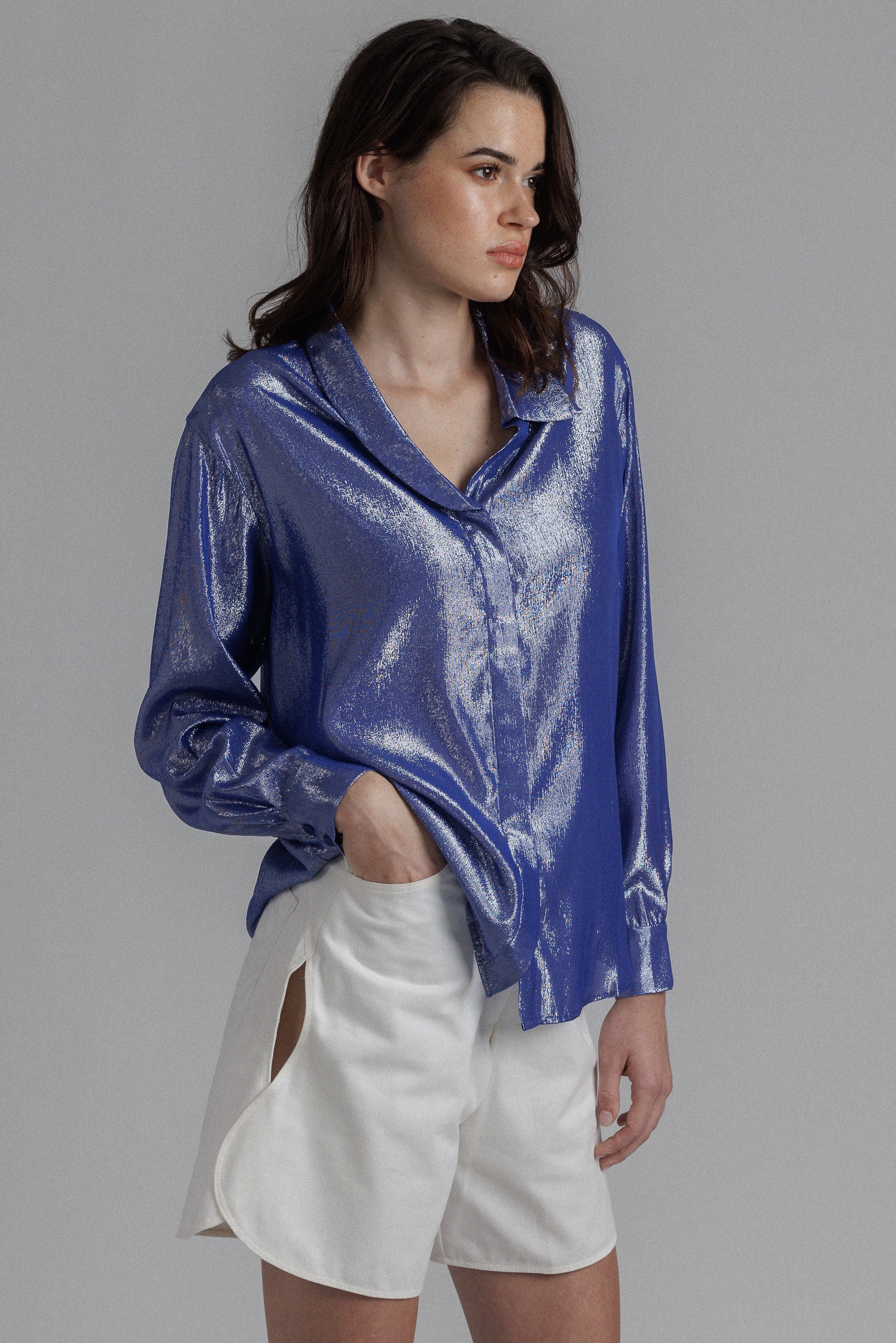 Lame Silk Button up Shirt - Image 3