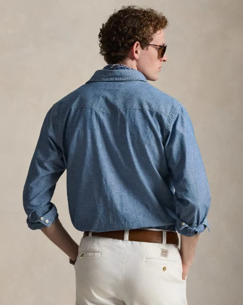 Classic Fit Chambray Western Shirt - Image 3