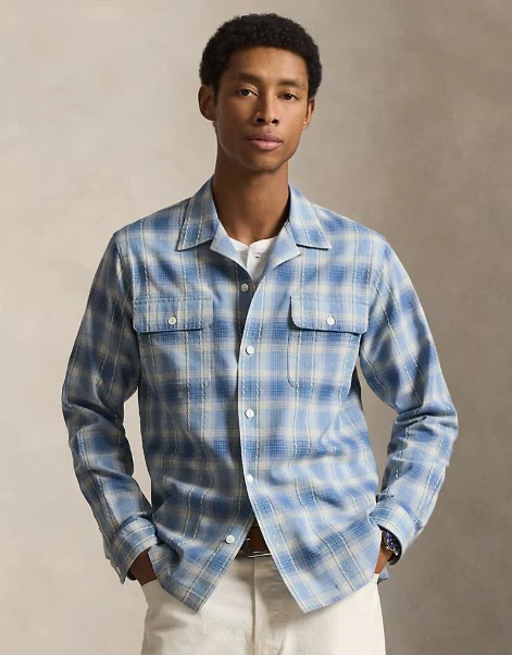 Classic Fit Plaid Camp Shirt - Image 2