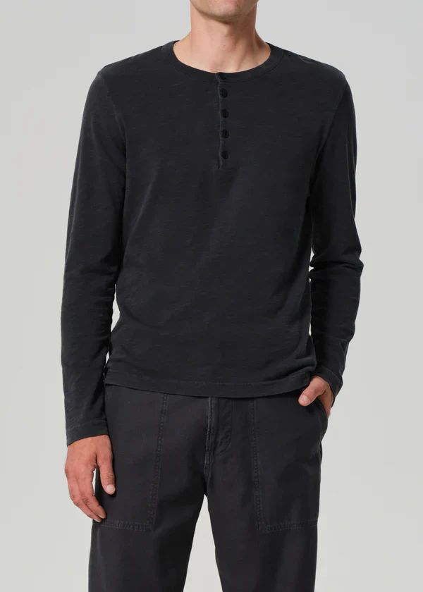 Classic Henley Washed Black - Image 2