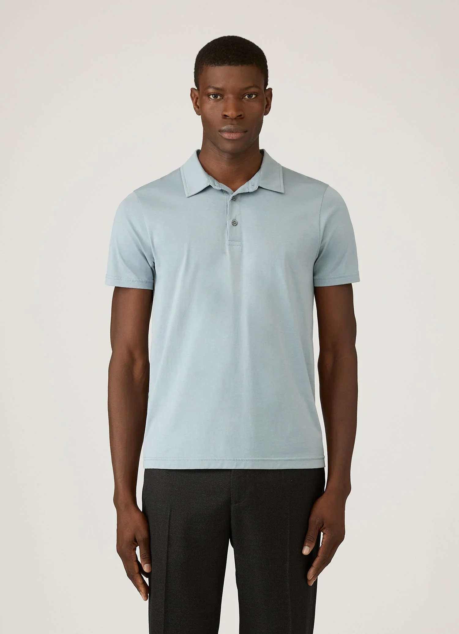 Classic Jersey Polo Shirt Stone Bliue - Image 2