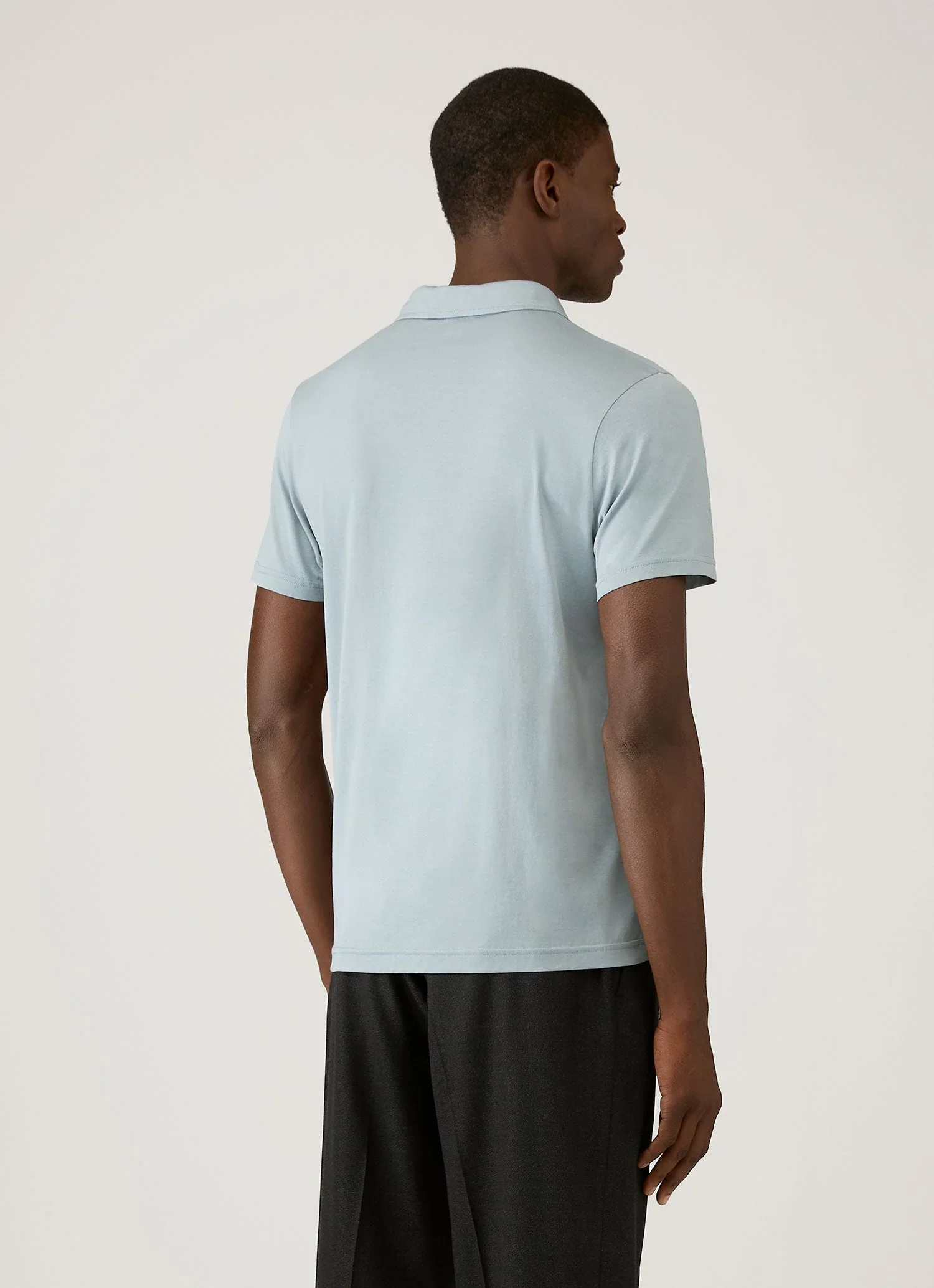 Classic Jersey Polo Shirt Stone Bliue - Image 3