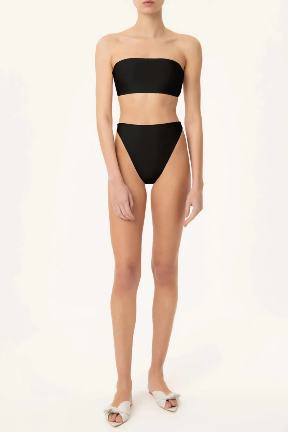 Solid High-Leg Bandeau Bikini (Final Sale) - Image 2