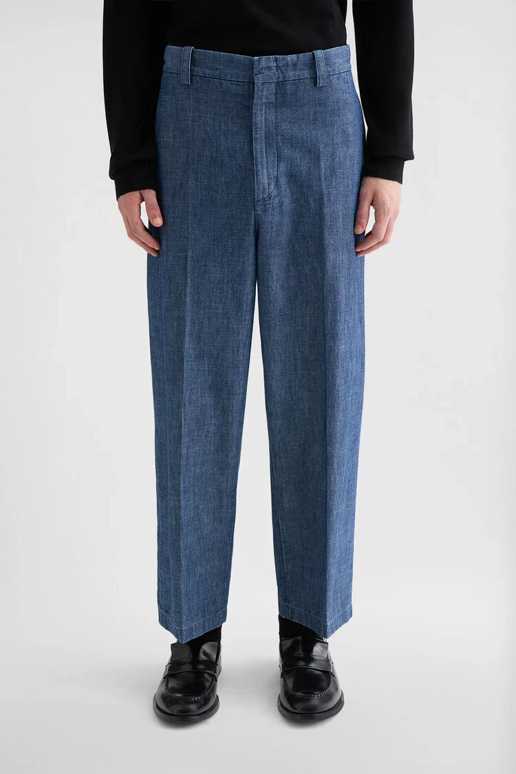 Cotton Chambray Tapered Trousers - Image 2