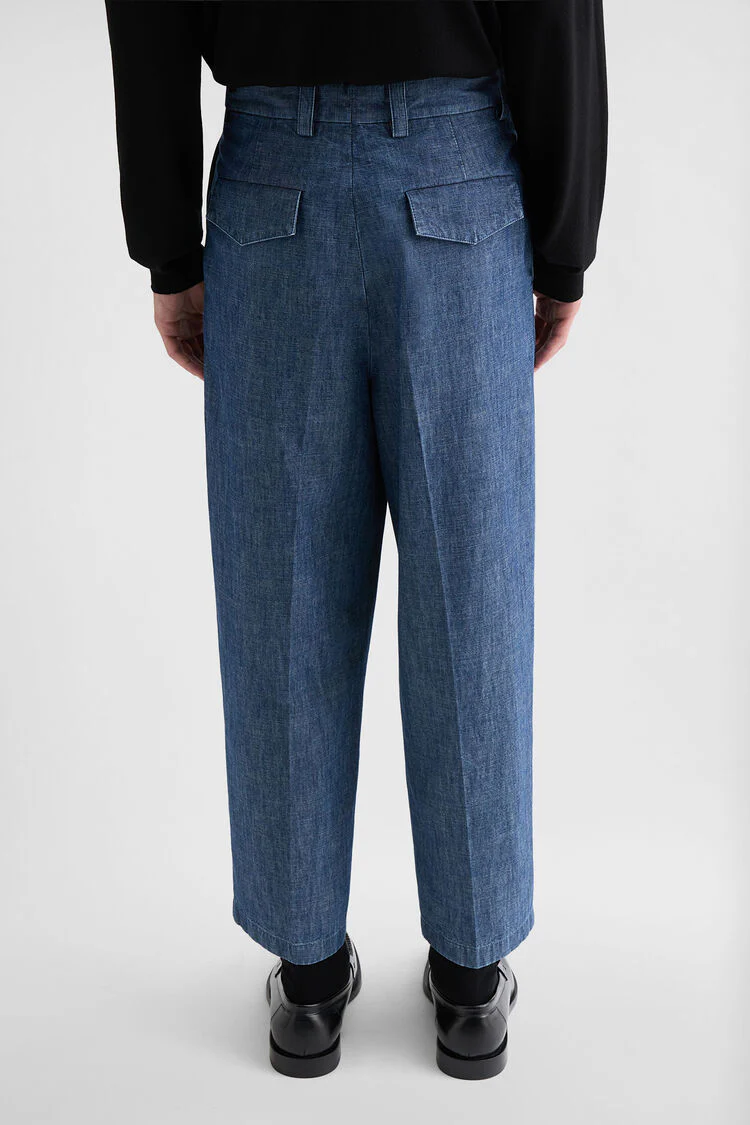 Cotton Chambray Tapered Trousers - Image 4