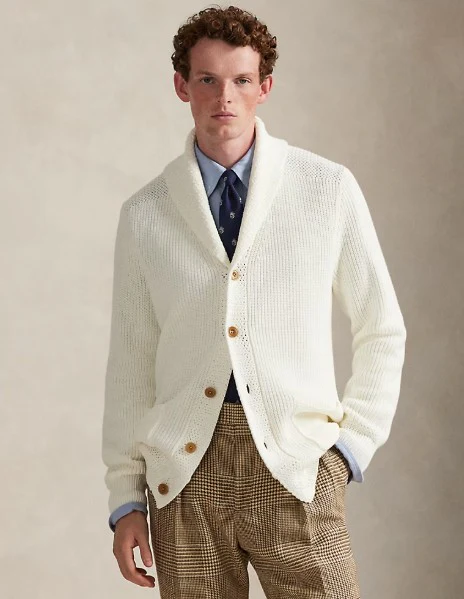 Cotton Shawl Collar Cardigan - Image 2