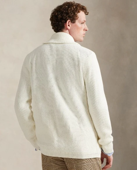 Cotton Shawl Collar Cardigan - Image 3