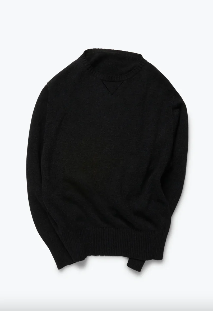 Crewneck Cotton Mouline Sweater in Charcoal - Image 3