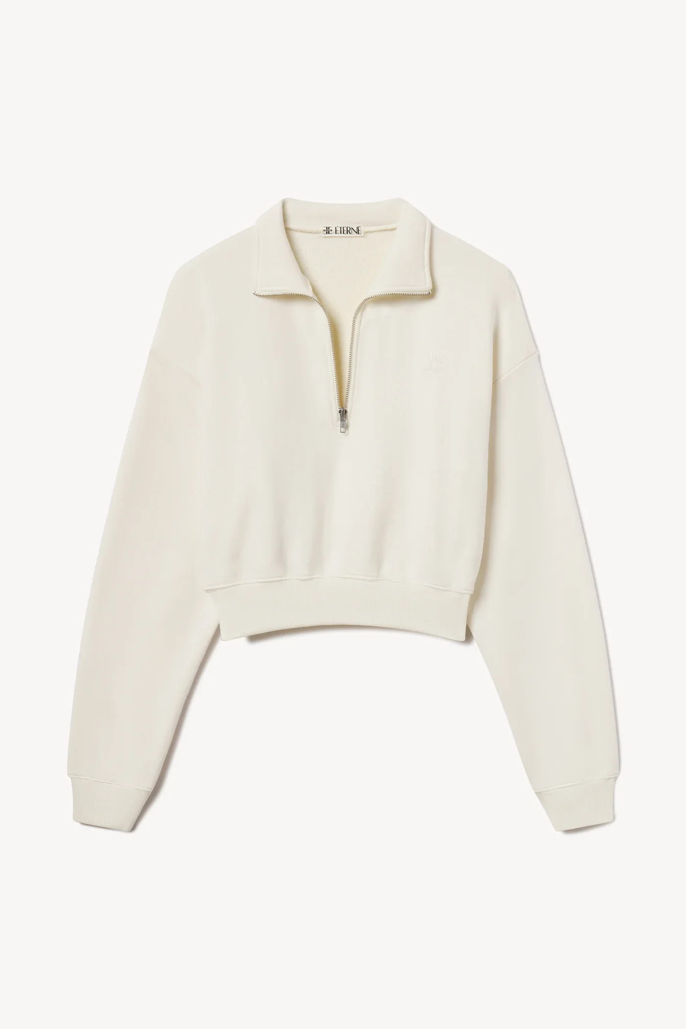 Cropped Half-Zip Sweatshirt Cream - Image 4