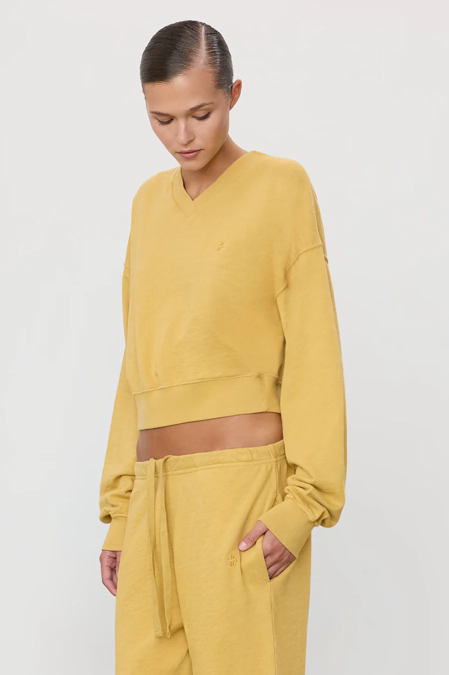 Cropped V-Neck Sweater Saffron - Image 3