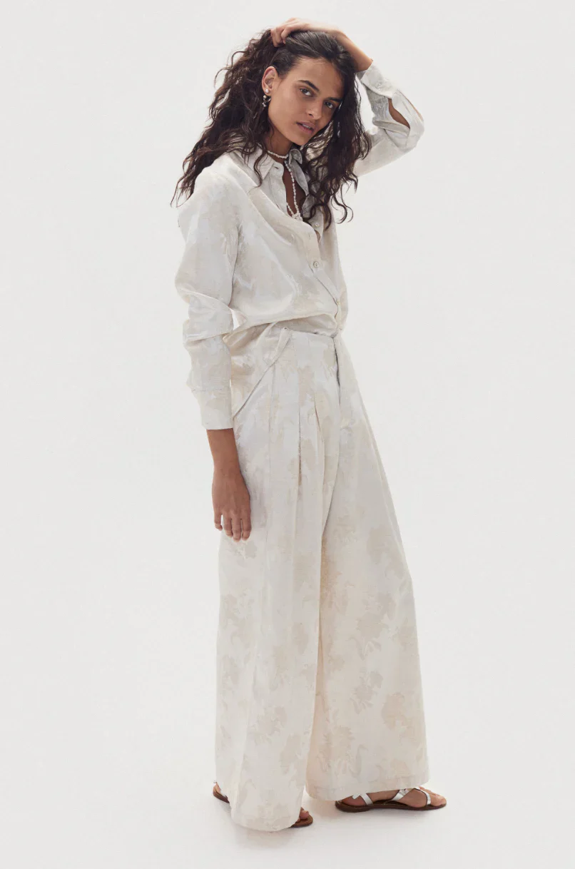 San Marino Brocade Shirt Ivory Garden - Image 2