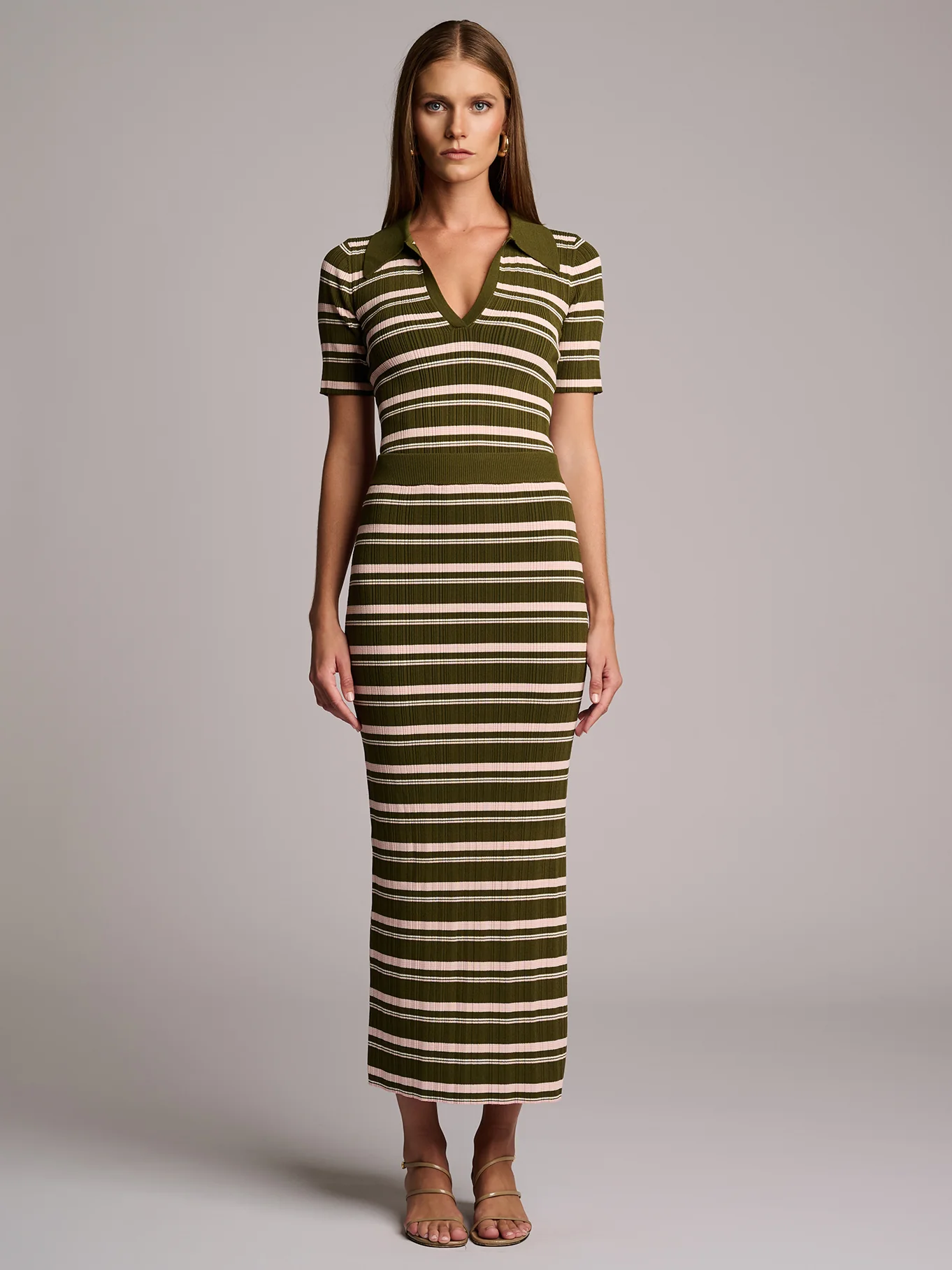 Daisy Stripe Polo Olive Stripe - Image 2