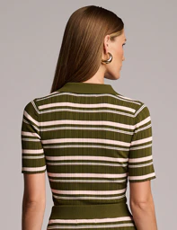 Daisy Stripe Polo Olive Stripe - Image 3