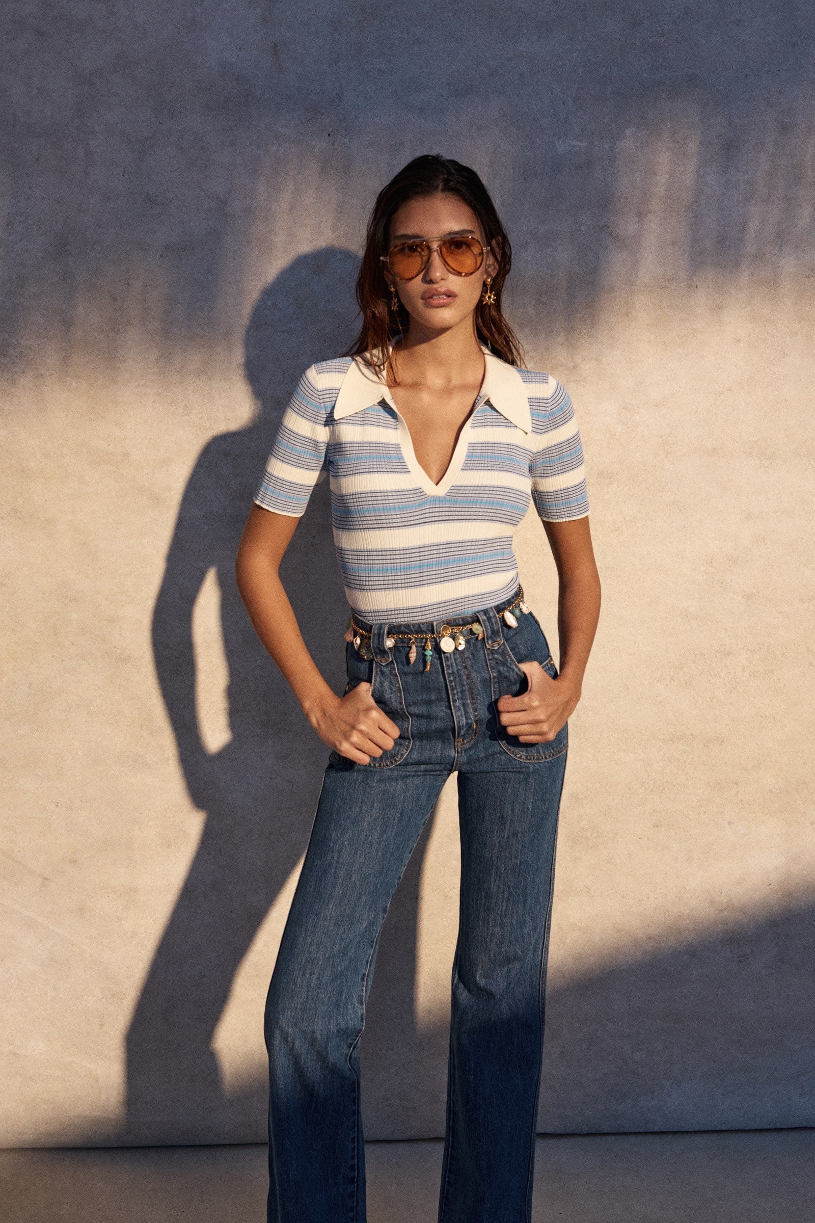 Daisy Stripe Polo Blue Stripe - Image 3