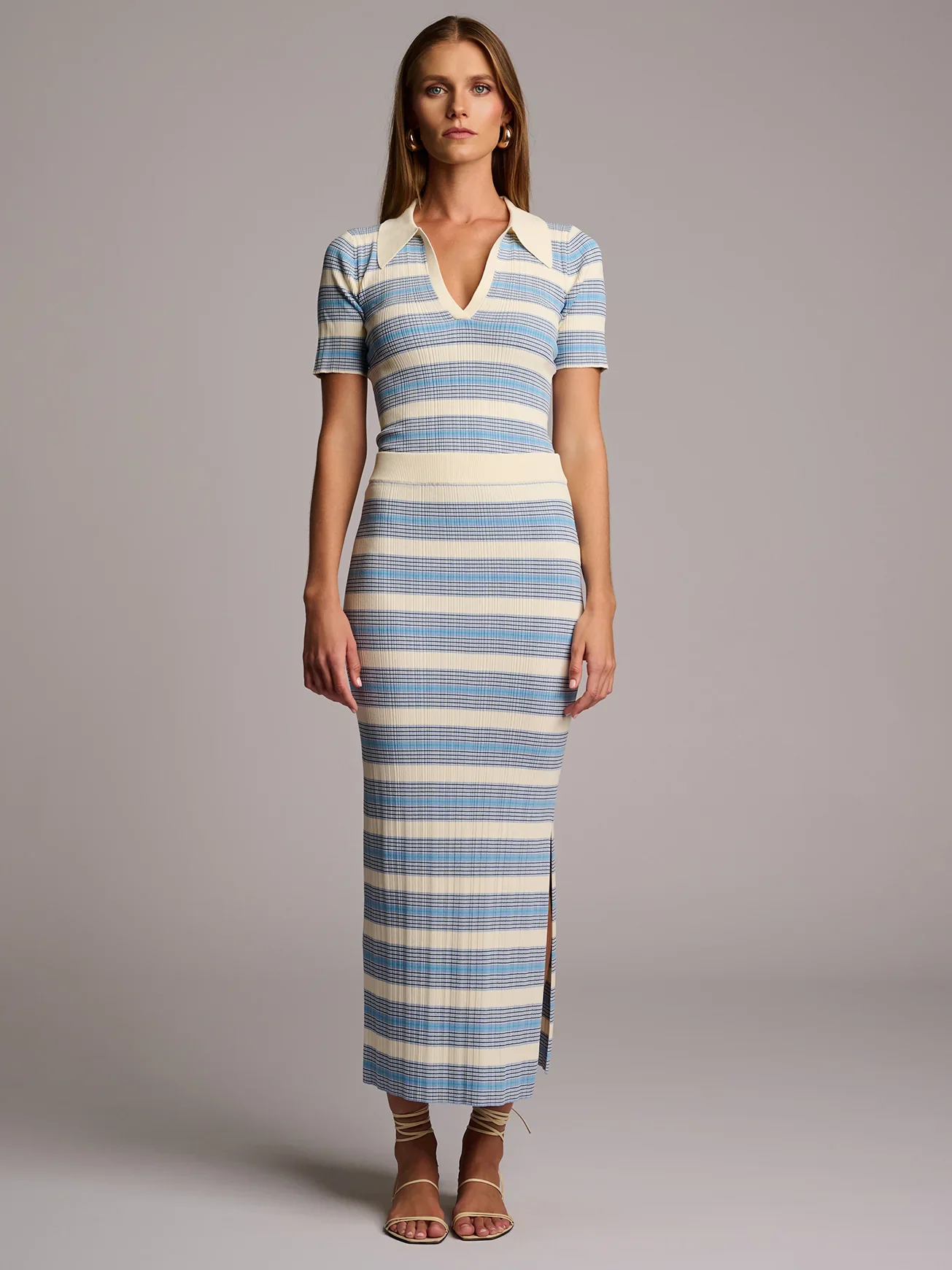 Daisy Stripe Polo Blue Stripe - Image 4