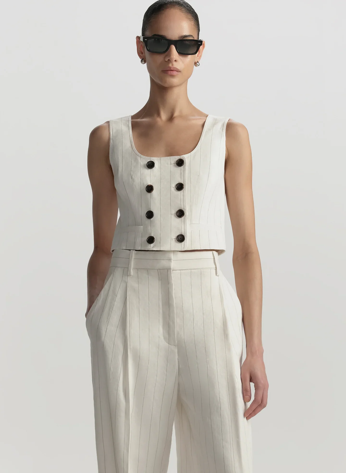 Darcy Linen Pinstripe Top - Image 2