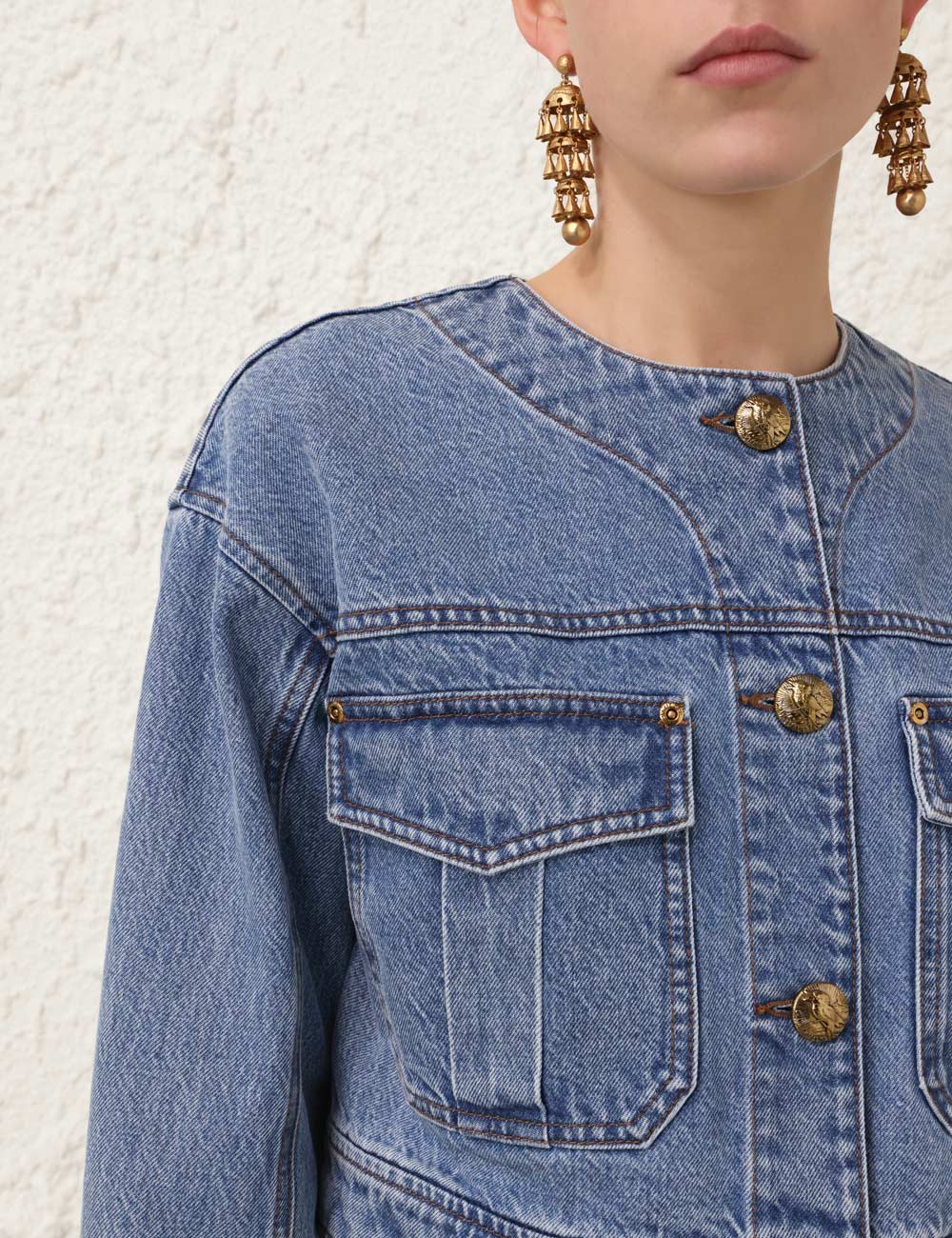 Denim Cropped Jacket - Image 4