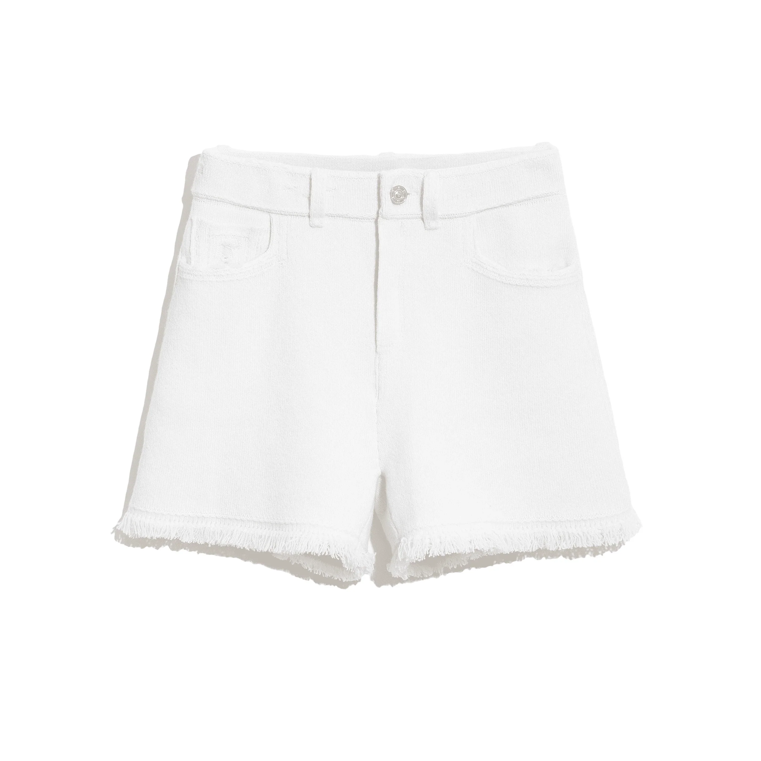 Denim Fringed Cashmere and Cotton Shorts (Final Sale) - Image 2