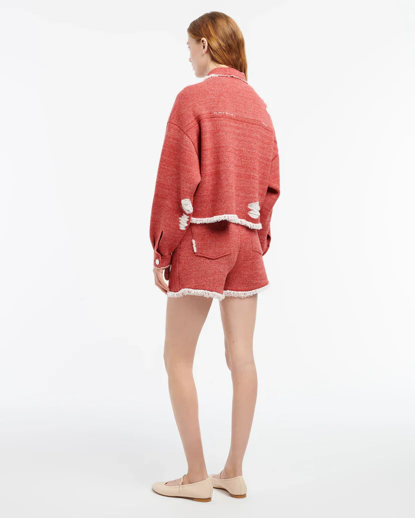 Denim Fringed Cashmere and Cotton Shorts (Final Sale) - Image 2