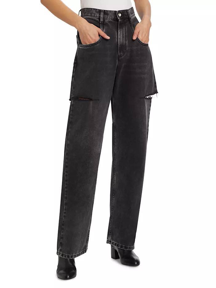 Denim Jeans with Slash Details Black - Image 3