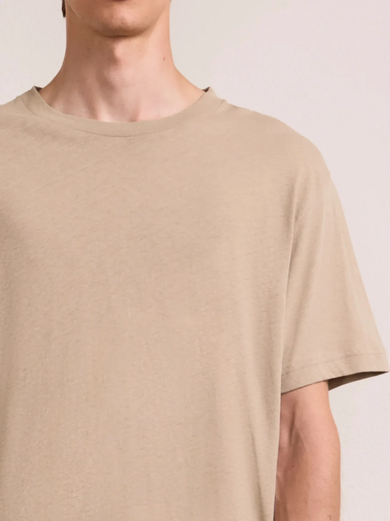 Dinis Linen Blend T shirt Khaki - Image 3
