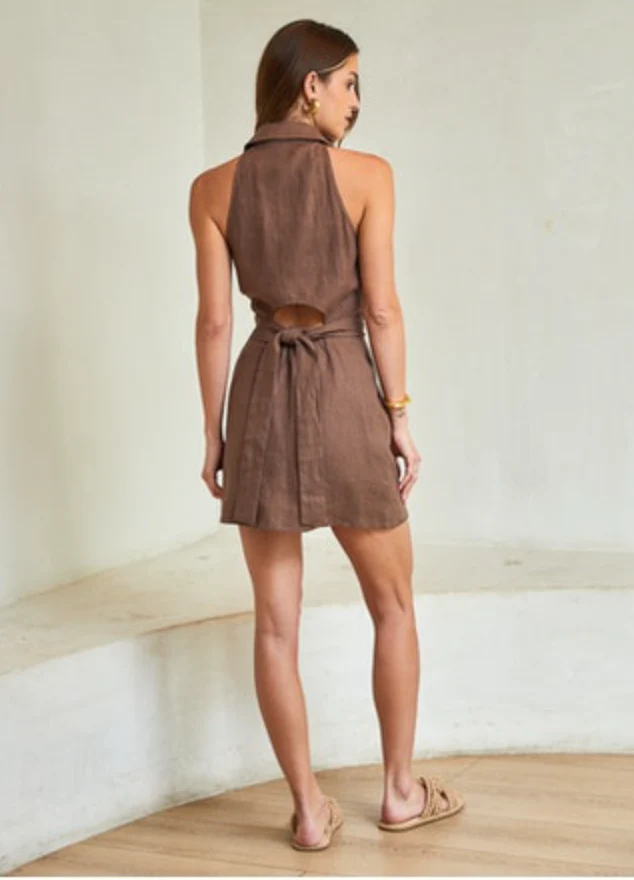 Domino Mini Dress Chocolate - Image 3