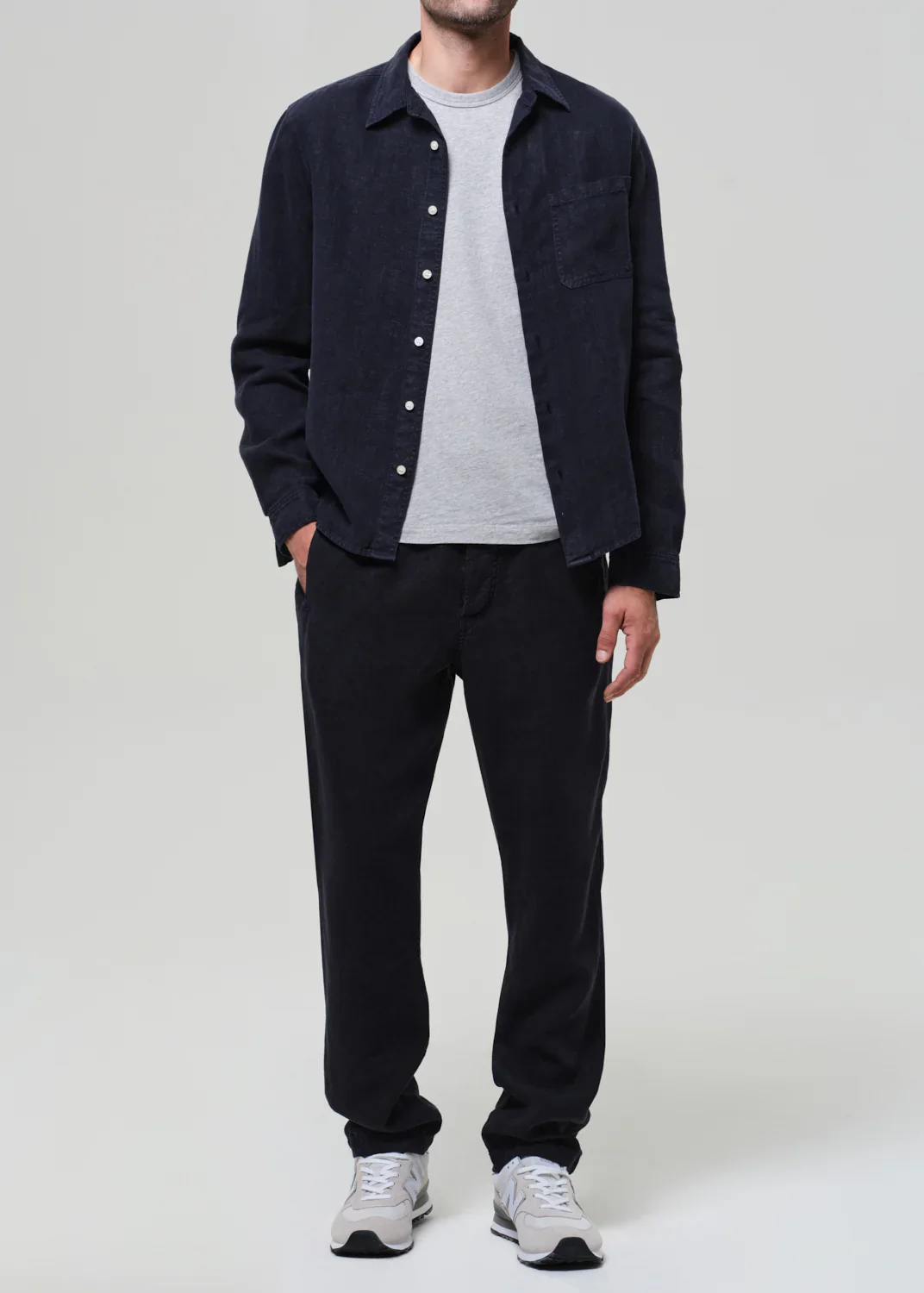 Drawstring Deck Linen Pant Navy - Image 2