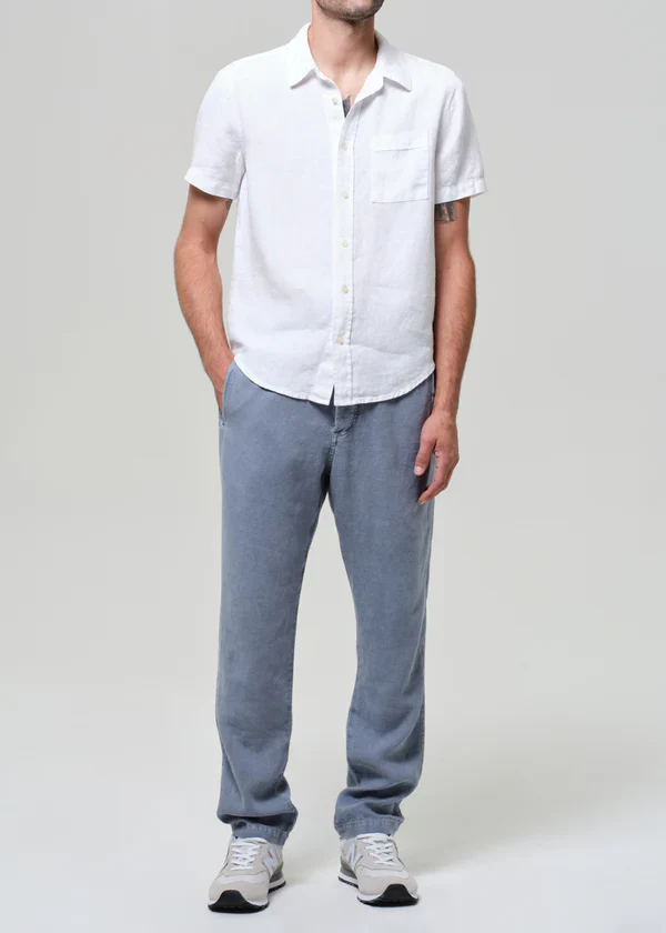 Drawstring Deck Linen Pant Stone Blue - Image 2