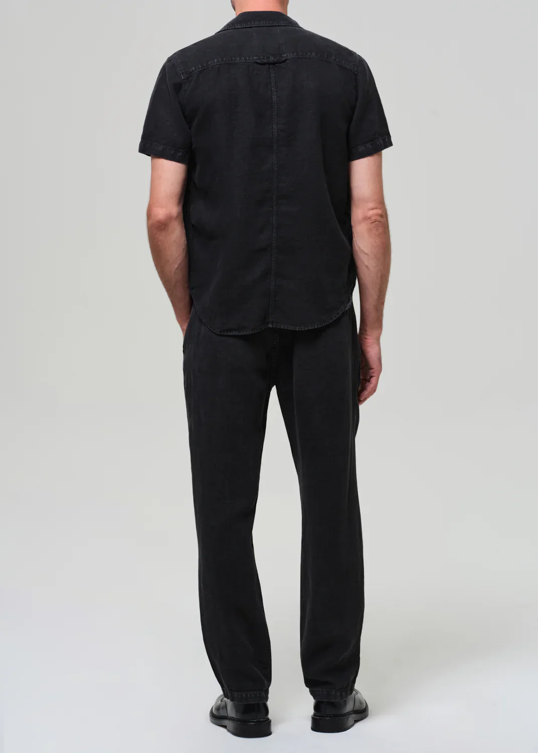 Drawstring Deck Linen Pants In Washed Black - Image 4